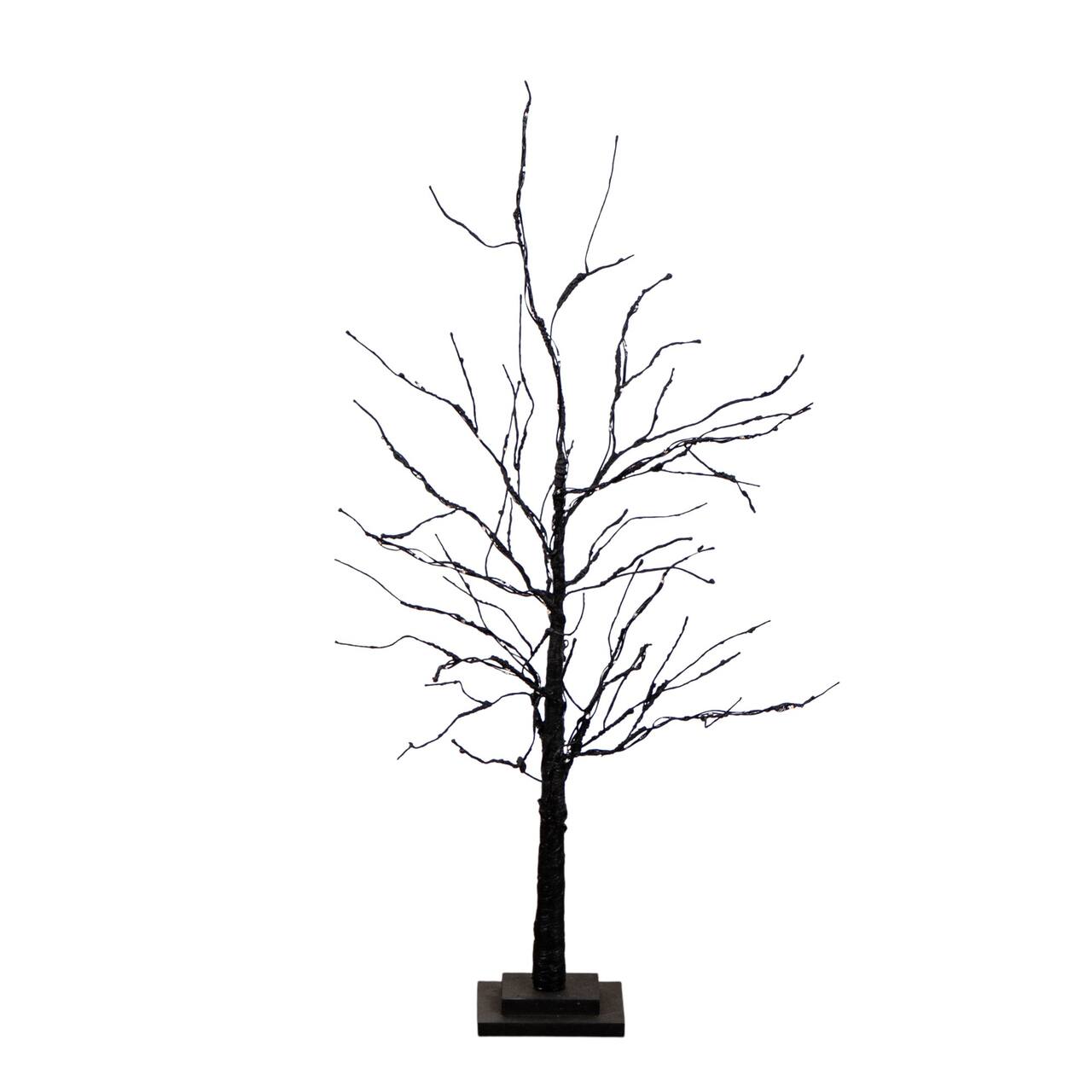3ft. Pre-Lit Halloween Black Twig Artificial Tree with 80 Orange & Purple LED Lights